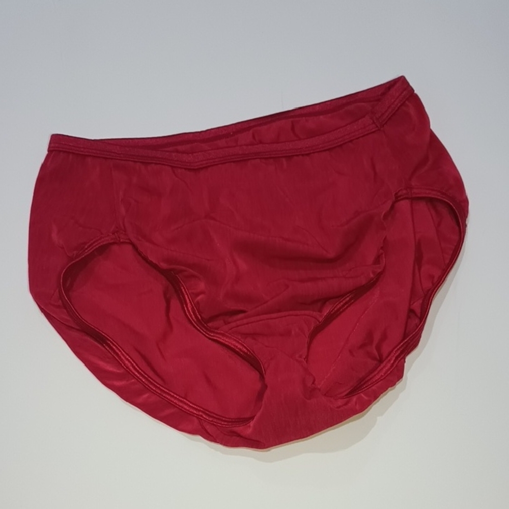 Vintage vanity Fair Vibrant Brushed Sateen and Satin Red Trim Panties Lingerie